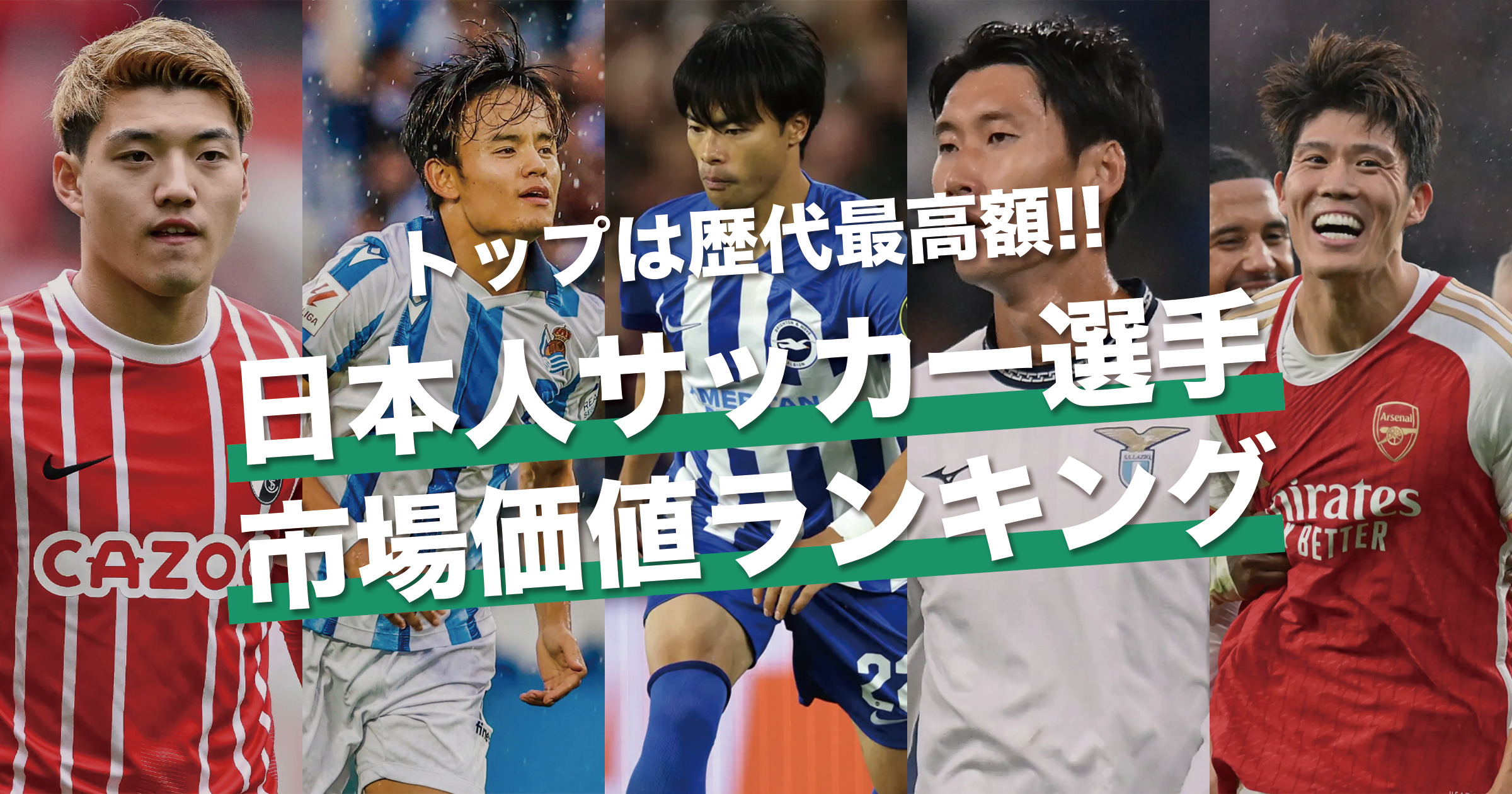 歴代最高額を大きく更新｜日本人サッカー選手市場価値ランキングTOP10【最新版】